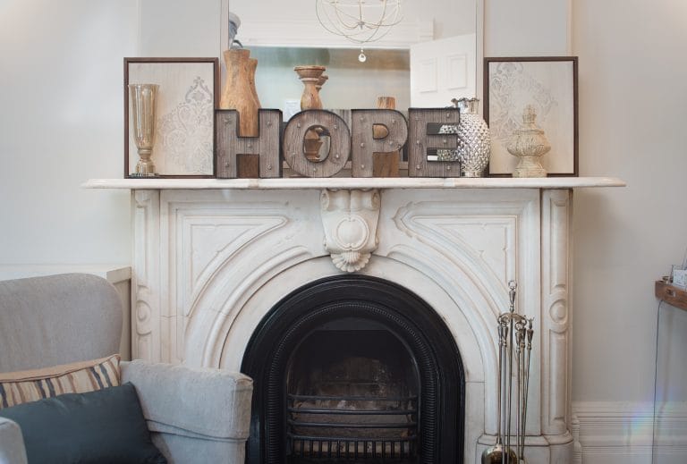 Fireplace at Renascent Treatment Centre.