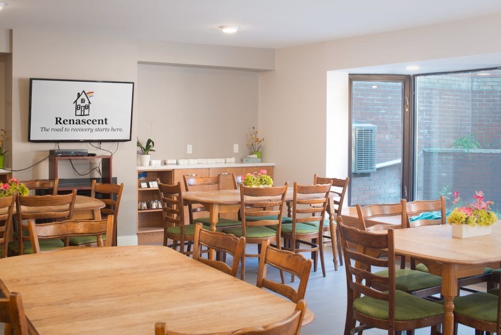 Table and chairs in Munro Centre dining room.