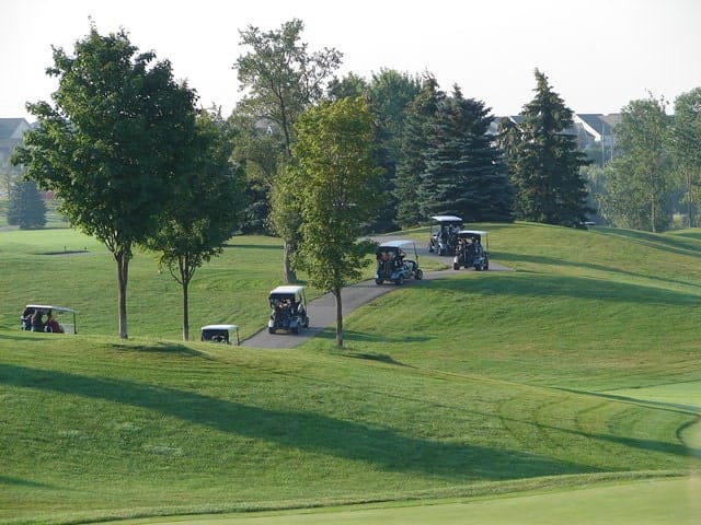Golf carts on golf course at the 2006 Recovery Shot.