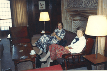Lucille Toth and Louise Brown in Bayview House living room.